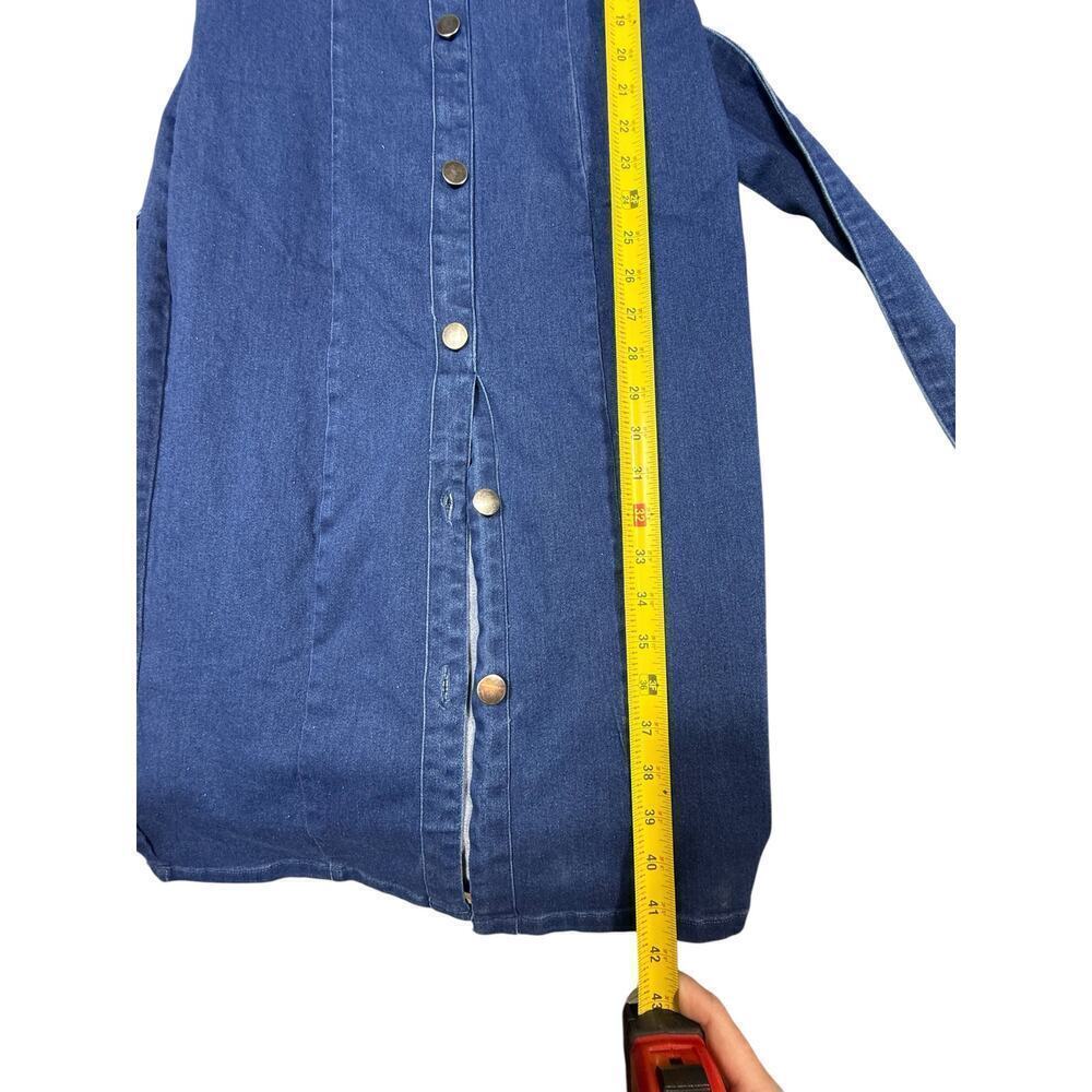 NEW- NWT Jealous Tomato Denim Puff Sleeve Button Dress Blue Medium - Picture 5 of 7